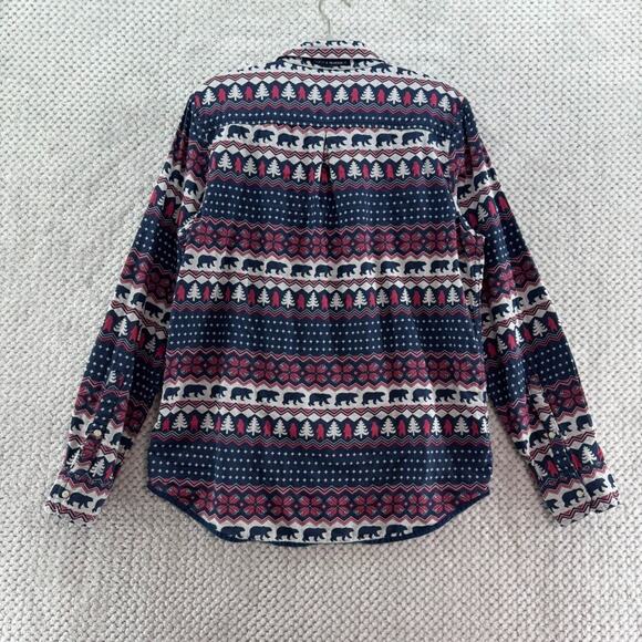 Chubbies Shirt Men L Blue Flip It Reverse It Christmas Bear Pearl Snap Button - Picture 6 of 16